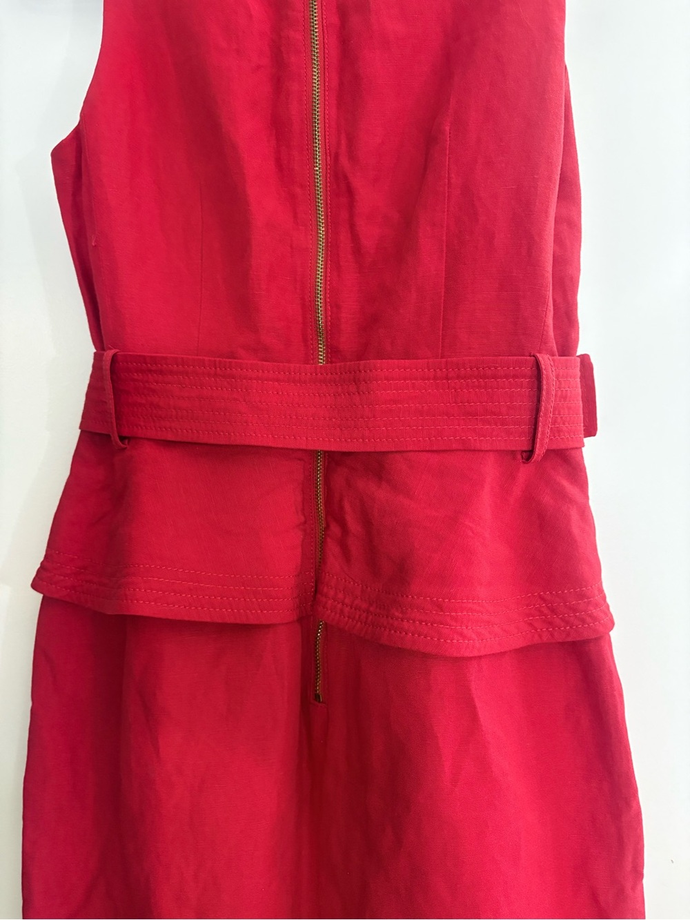 Banana Republic Red Sleeveless Belted Peplum Midi Dress - Picture 4 of 5